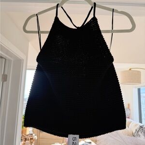 525 America Elegant Black Woven Camisole